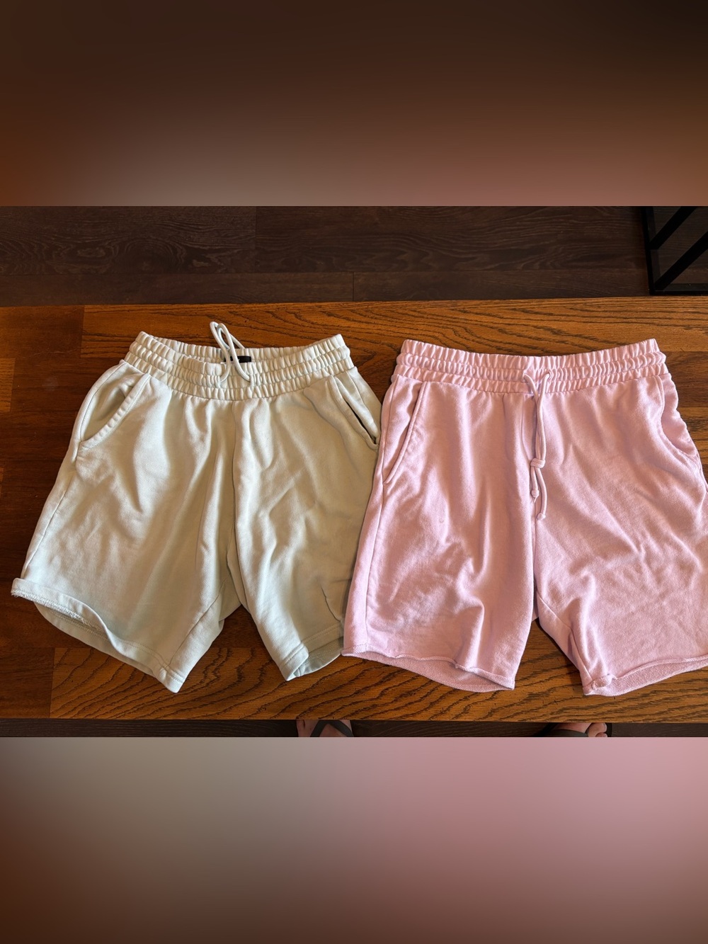 Soft Drawstring Shorts Duo — light green & Light Pink